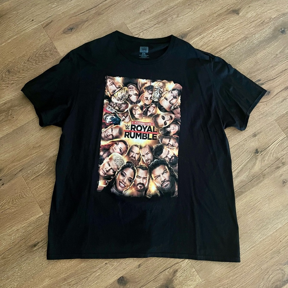 WWE Royal Rumble T-Shirt Men 2X Black 2024 I WAS THERE St. Petersburg Tampa EUC